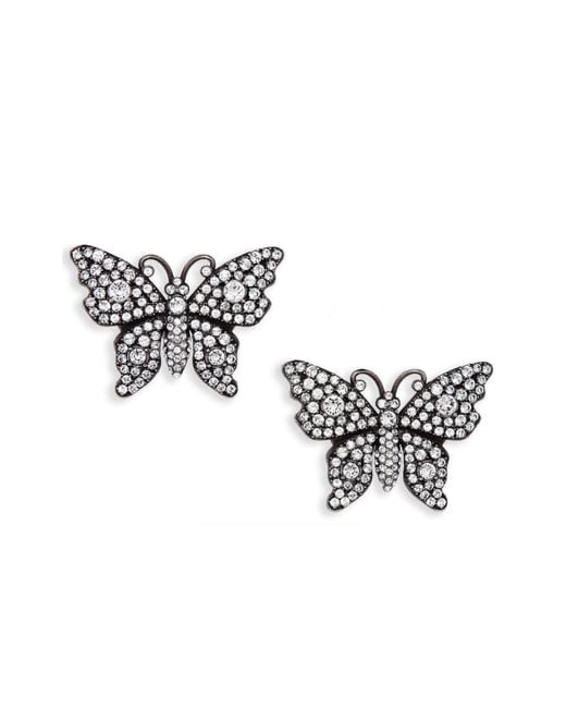 Gucci Black Crystal Embellished Butterfly Earrings