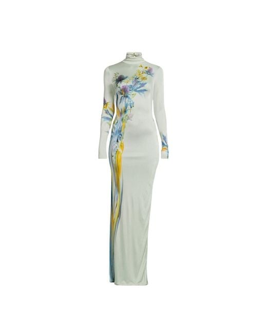 Galvan Green Thistle Print Liquid Jersey Gown