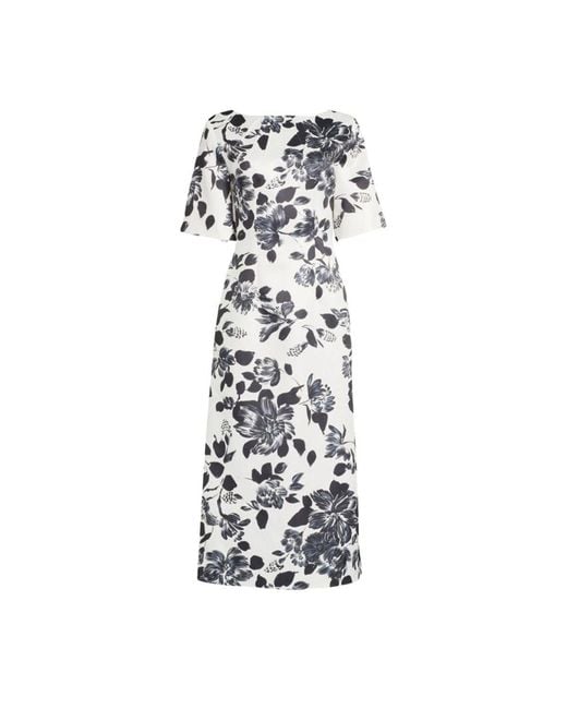 Emilia Wickstead White Kora Floral Print Twill Midi Dress