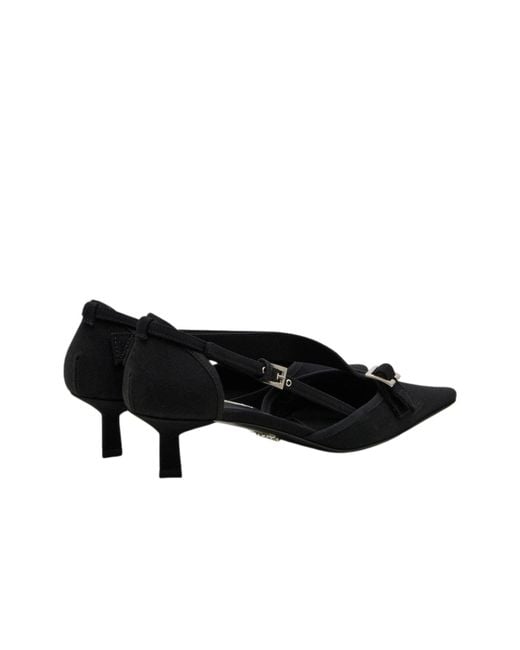 Prada Pointed Slingback Black Kitten Heel Pumps