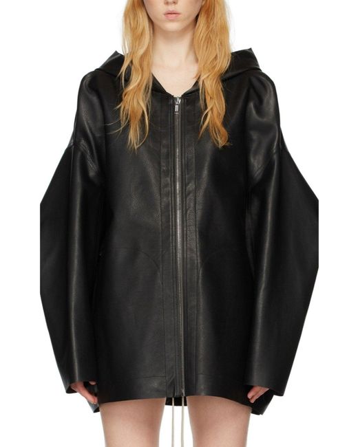 Rick Owens Black Peter Leather Jacket