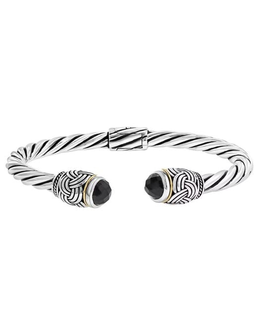 Effy Metallic Sterling Silver And Onyx Bangle Bracelet