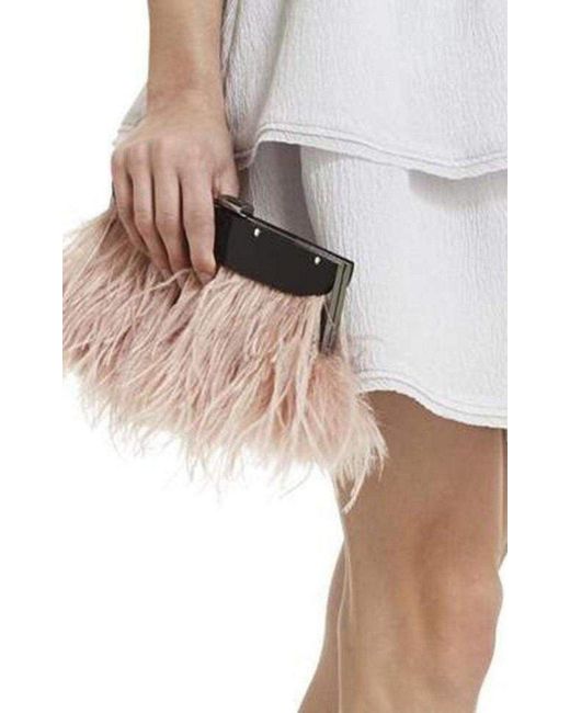 BCBGMAXAZRIA Multicolor Portia Feather-trim Lucite Clutch