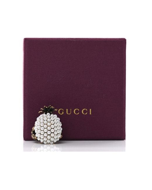 Gucci Metallic Gold Pearl Pineapple Ring
