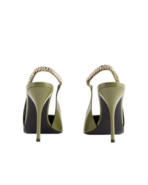 Gucci Green Double Strap Patent Leather Sandals With GG Hardware