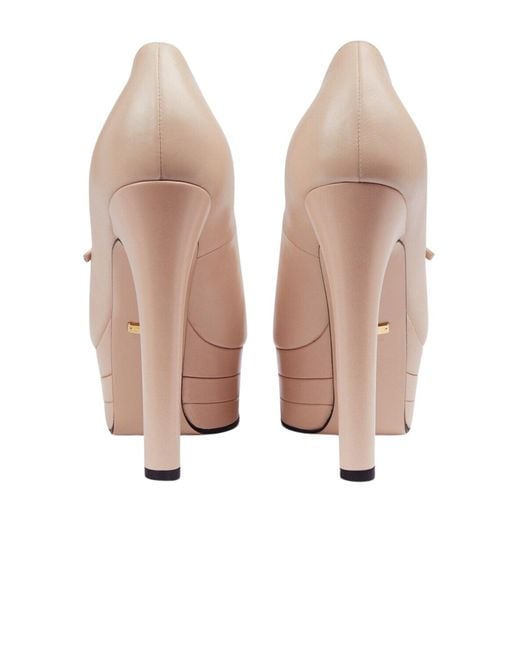 Gucci Pink Mary Jane Angel 95 Leather Platforms