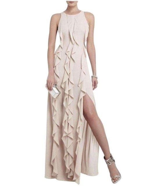 BCBGMAXAZRIA Pink Tess Cascading Ruffle Dress