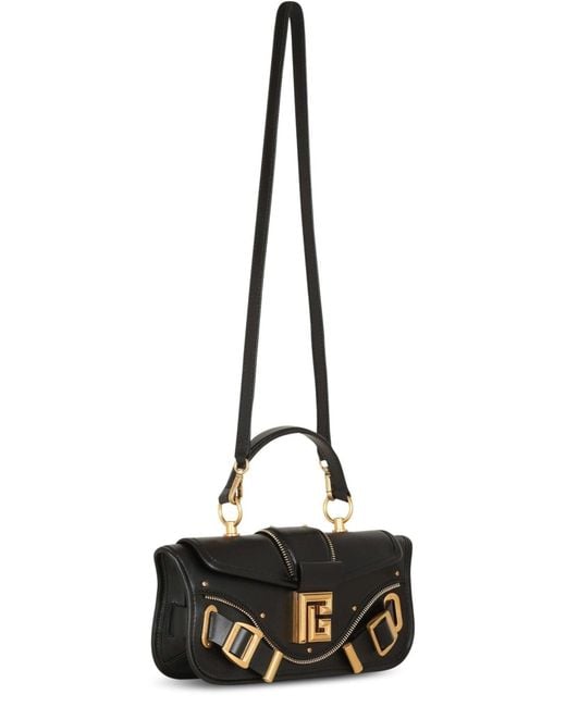 Balmain Black Blaze Small Leather Shoulder Bag