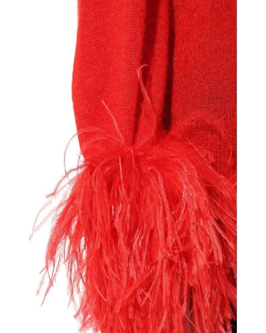 Gucci Red Feather Cuff Mohair Sweater