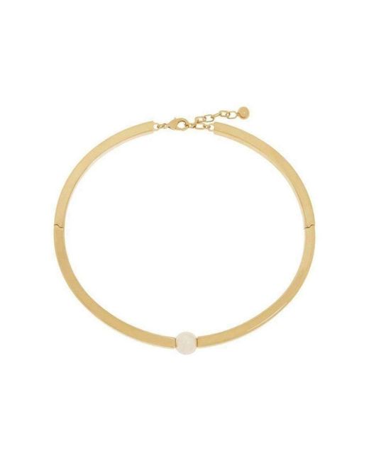 Chloé Metallic Darcey Inset Swarovski Pearl Chunky Torque Necklace