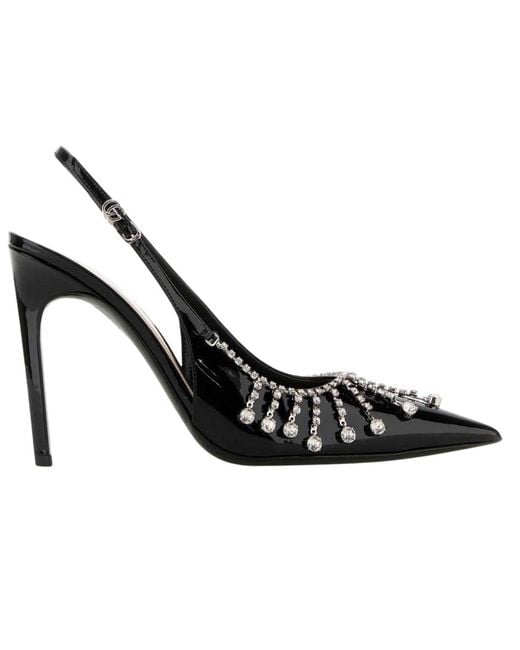 Gucci Black Guinevere 105mm Patent Leather Slingback Pumps