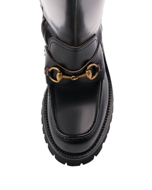 Gucci Black Horsebit Detail Knee-high Boots