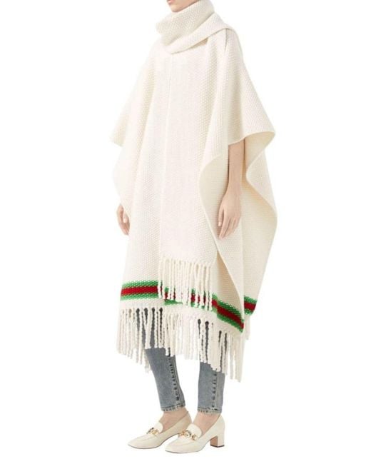 Gucci Natural Cape With Oversize Wool Scarf
