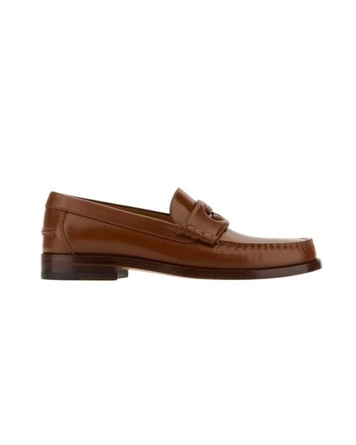 Gucci Brown Cut-out GG Leather Loafers