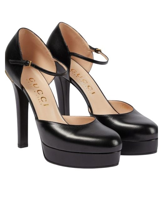 Gucci Black Leather Buckle Pumps