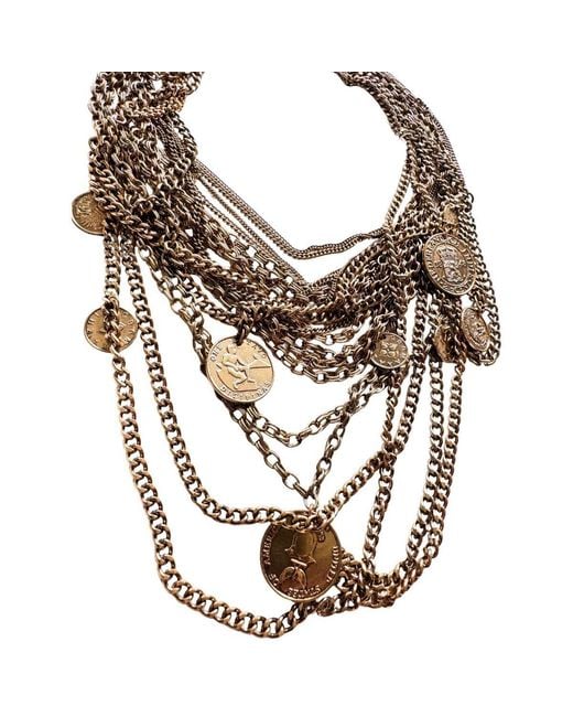 BCBGMAXAZRIA Brown Layered Coin Charm Statement Necklace