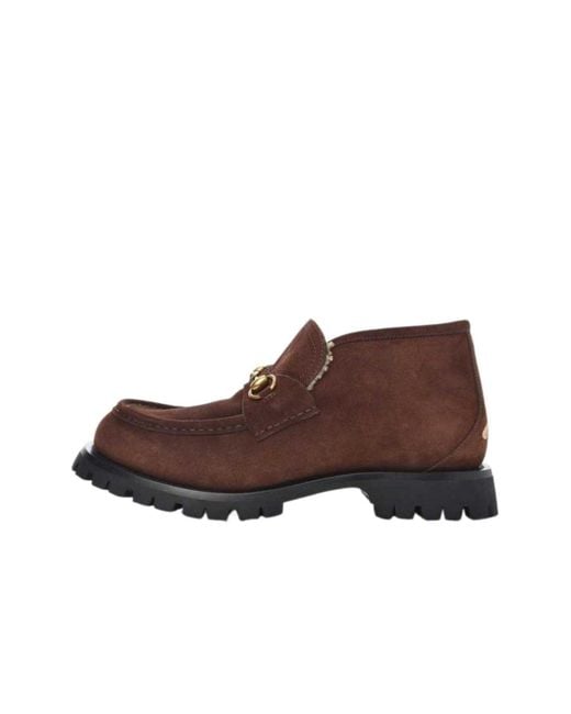 Gucci Brown Shearling Harald Horsebit Ankle Boots for men