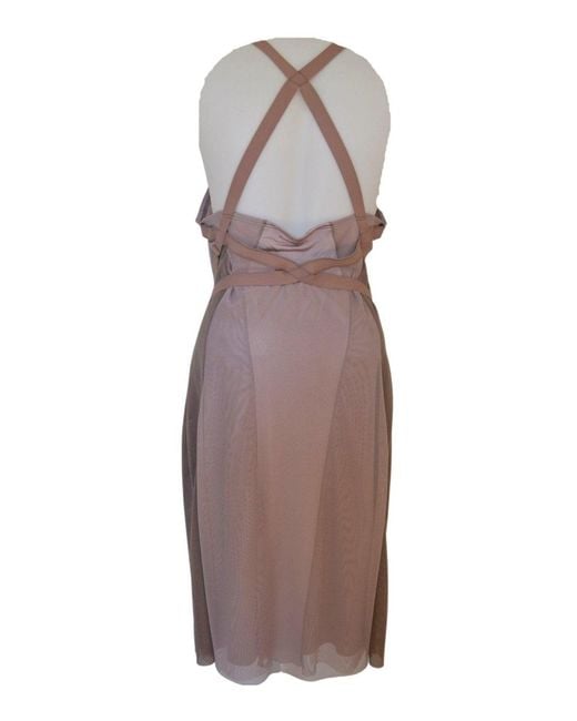 BCBGMAXAZRIA Brown Abbie Sleeveless Contrast-lace Dress
