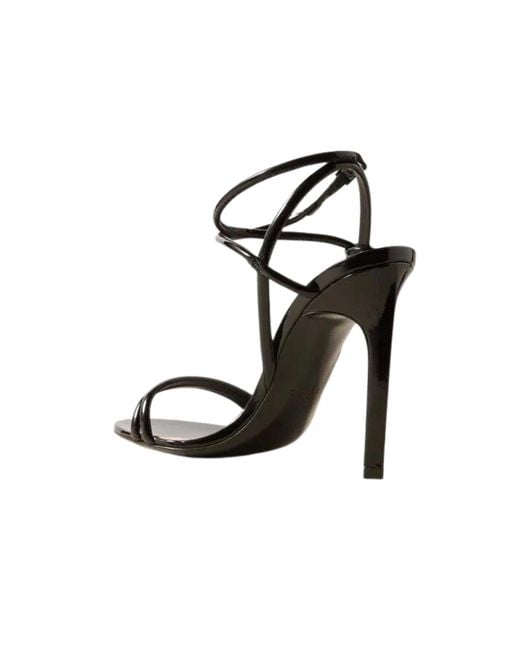 Gucci Black Strappy Patent Leather Sandals With Knot Detail