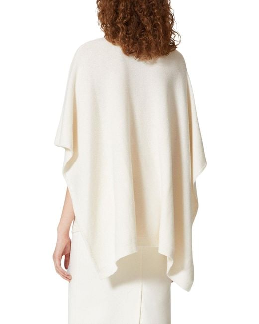 Valentino White Caped Virgin Wool Turtleneck Sweater