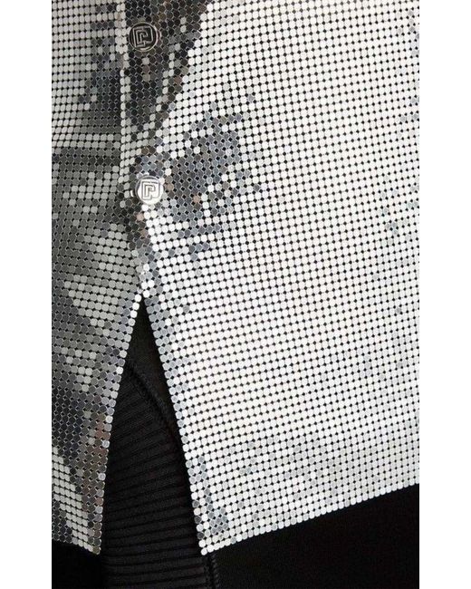 Rabanne Metallic Silver Asymmetric Metal Mesh Top