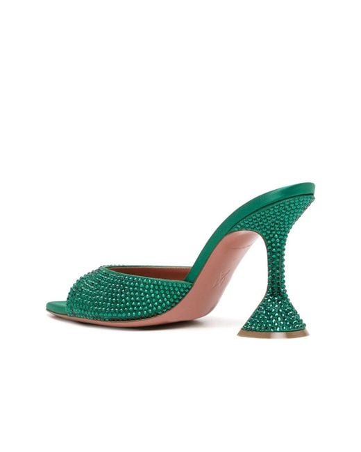 AMINA MUADDI Green 95mm Carolin Crystal Embellished Sandals