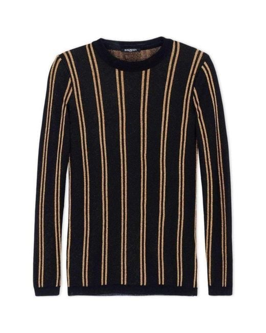 Balmain Black And Gold Striped Sweater