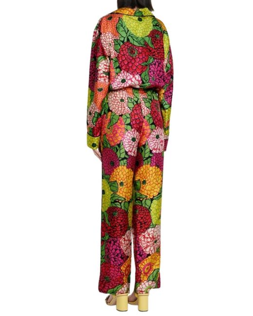 Gucci Multicolor X Ken Scott Floral Silk Straight Pants