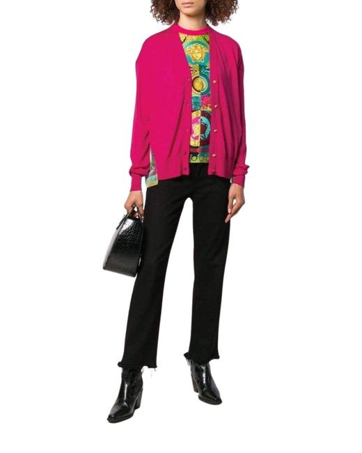 Versace Pink Medusa Print Cardigan It 42 (us 6)