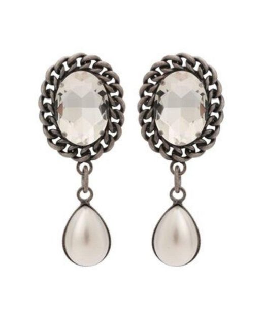 Alessandra Rich Metallic Pearl Drop Clip-on Earrings