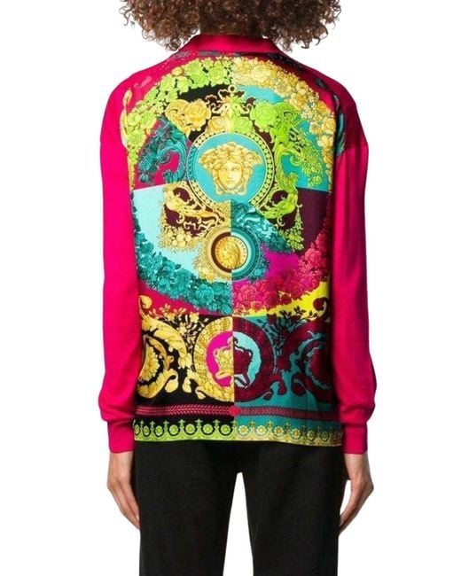 Versace Pink Medusa Print Cardigan It 42 (us 6)