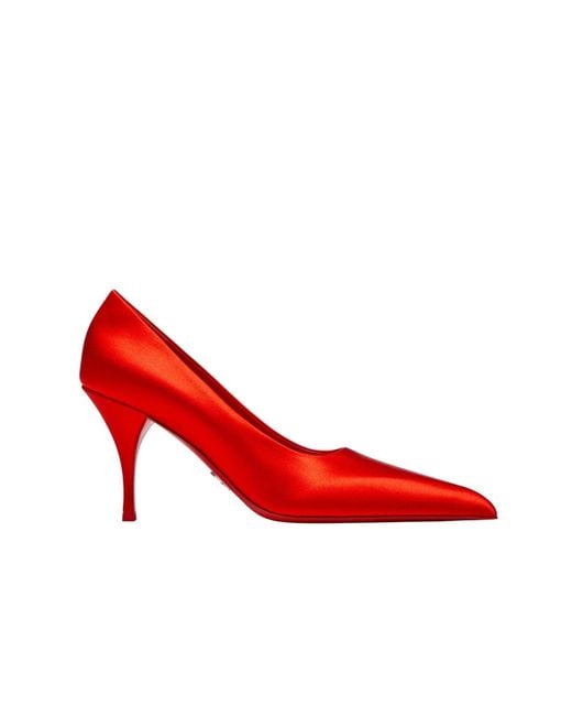 Prada Red Satin Pointed-toe Heels 85