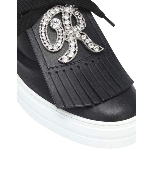 Roger Vivier Black Call Me Vivier Leather Sneakers