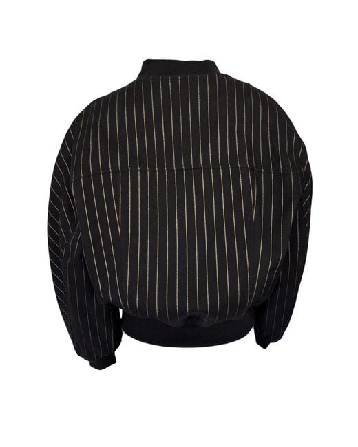 Balmain Blue Striped Cotton Teddy Jacket Black Gold