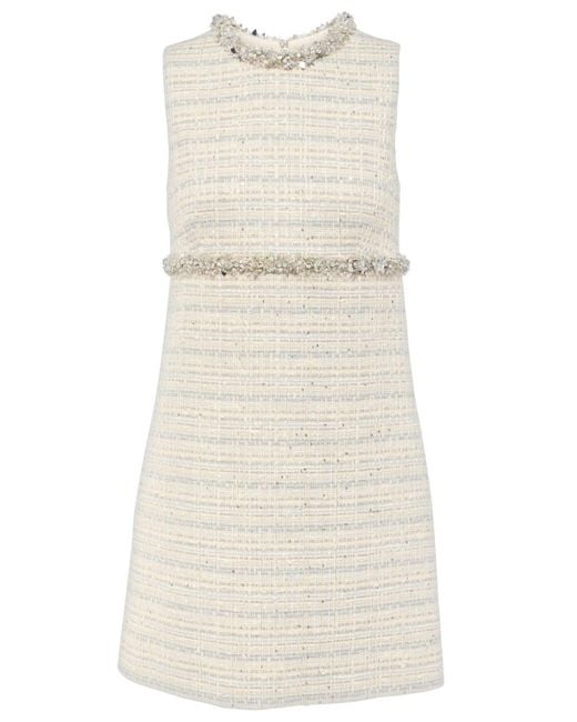 Valentino Natural Crystal-trim Sequinned Tweed Mini Dress