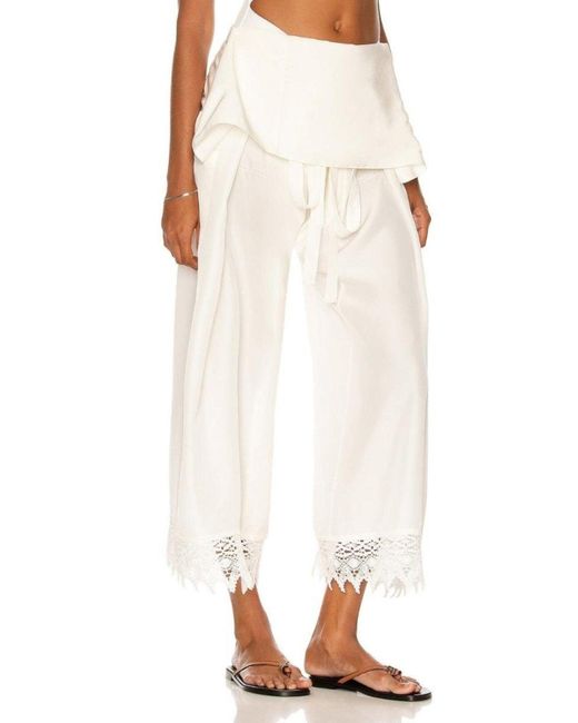 Loewe White Ibiza Macramé Belted Trousers