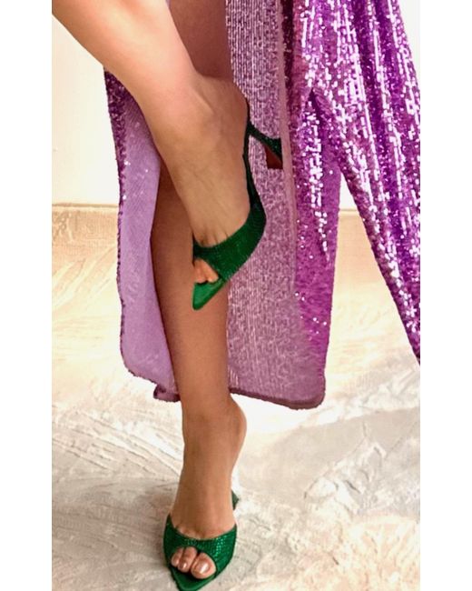AMINA MUADDI Green 95mm Carolin Crystal Embellished Sandals