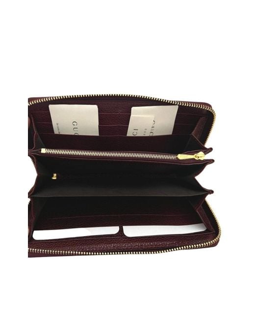 Gucci Red Zumi Burgundy Zip Around Wallet