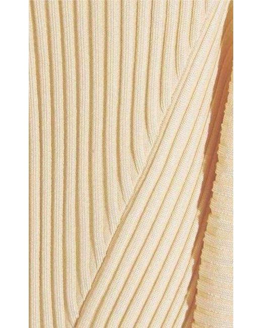 Stella McCartney Natural Asymmetric Ribbed Stretch-jersey Midi Skirt It 38