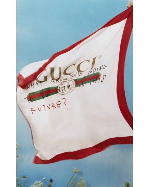 Gucci Red Future Foulard Silk Scarf L