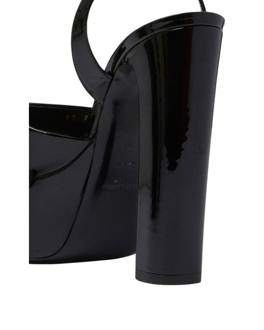 Saint Laurent Black Sexy 95 Patent Platform Sandal