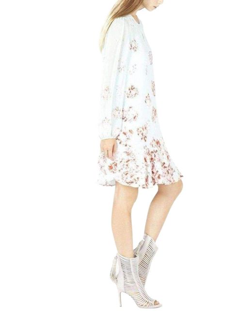 BCBGMAXAZRIA Blue Bailee Long Sleeve Flounce Hem Dress