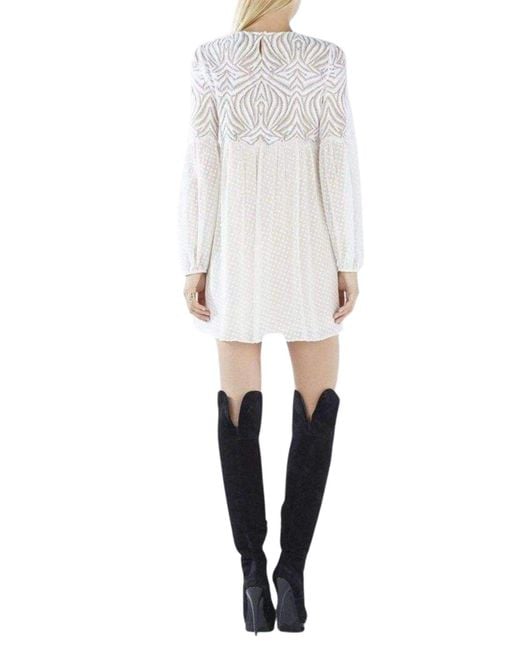 BCBGMAXAZRIA White Kitra Lace Peasant Dress