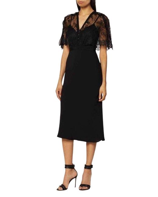 Self-Portrait Black Mason Cape Overlay Dress