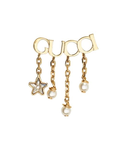 Gucci Metallic Script Logo Stud Single Earring