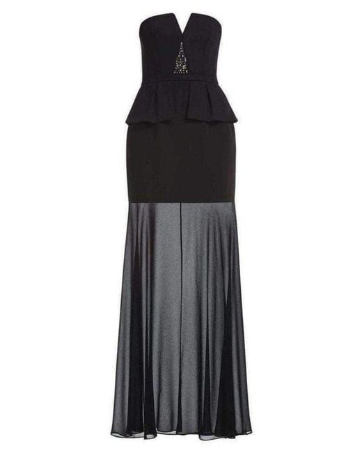 BCBGMAXAZRIA Black Caitlyn Strapless Embellished Bodice Dress