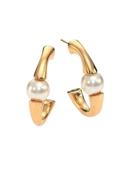 Chloé Metallic Darcey Swarovski Pearls Plated Brass Half Hoop Earrings
