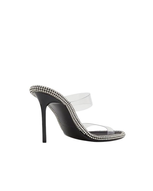 Alexander Wang White Nova Crystal Mule Heels