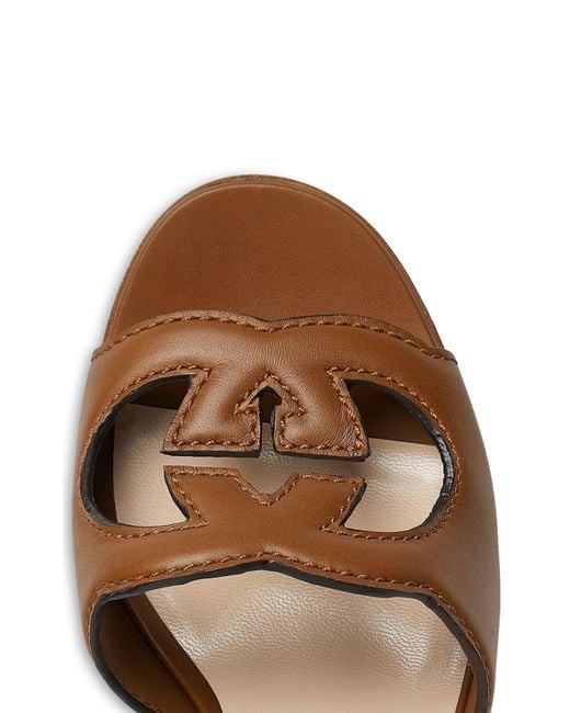 Gucci Brown Interlocking G Cutout Platform Sandals