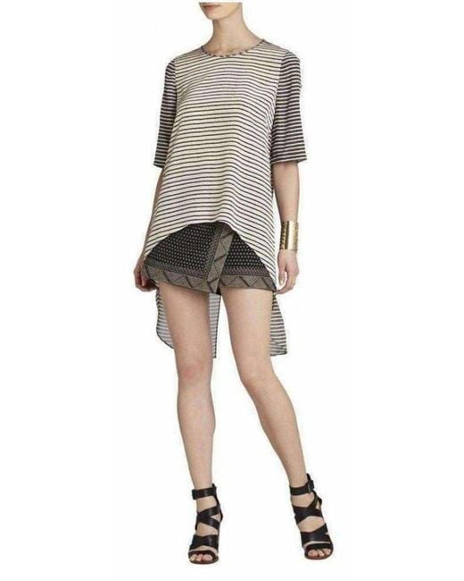 BCBGMAXAZRIA Gray Silk Caterina Split Back Top